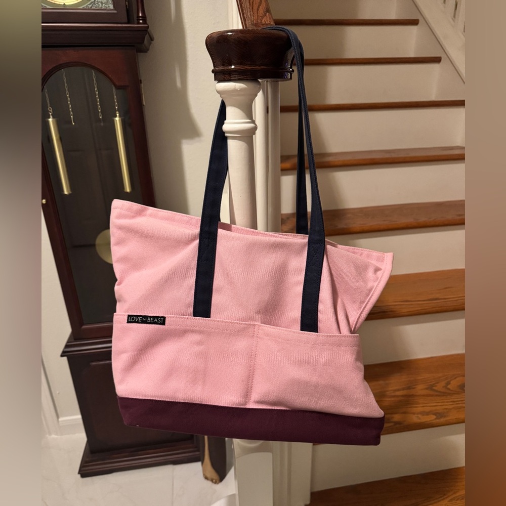 Love Thy Beast Canvas Pet Tote Medium Pink